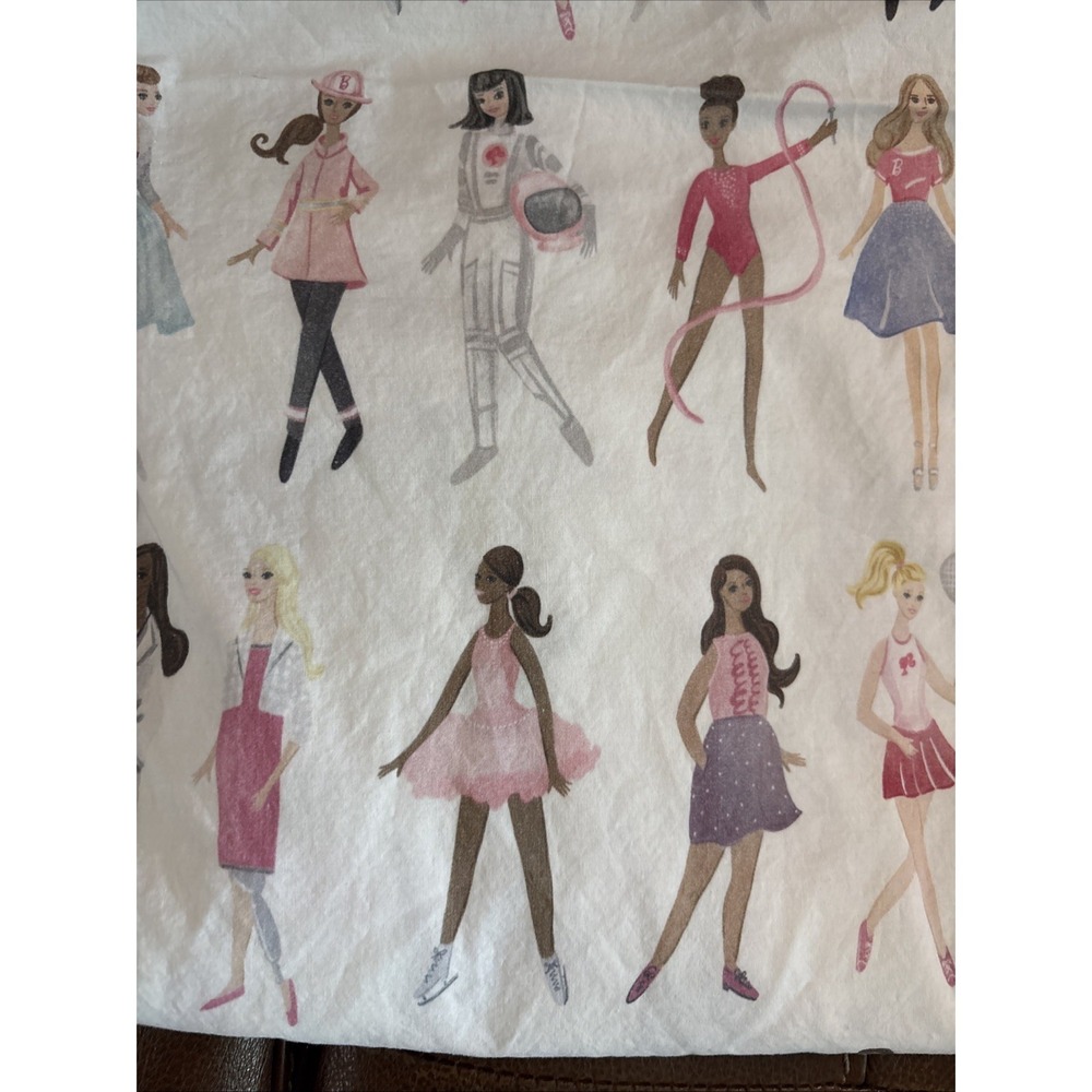POTTERY BARN Kids Barbie TWIN Organic Cotton FLAT Sheet only Multicolor - Picture 2 of 8